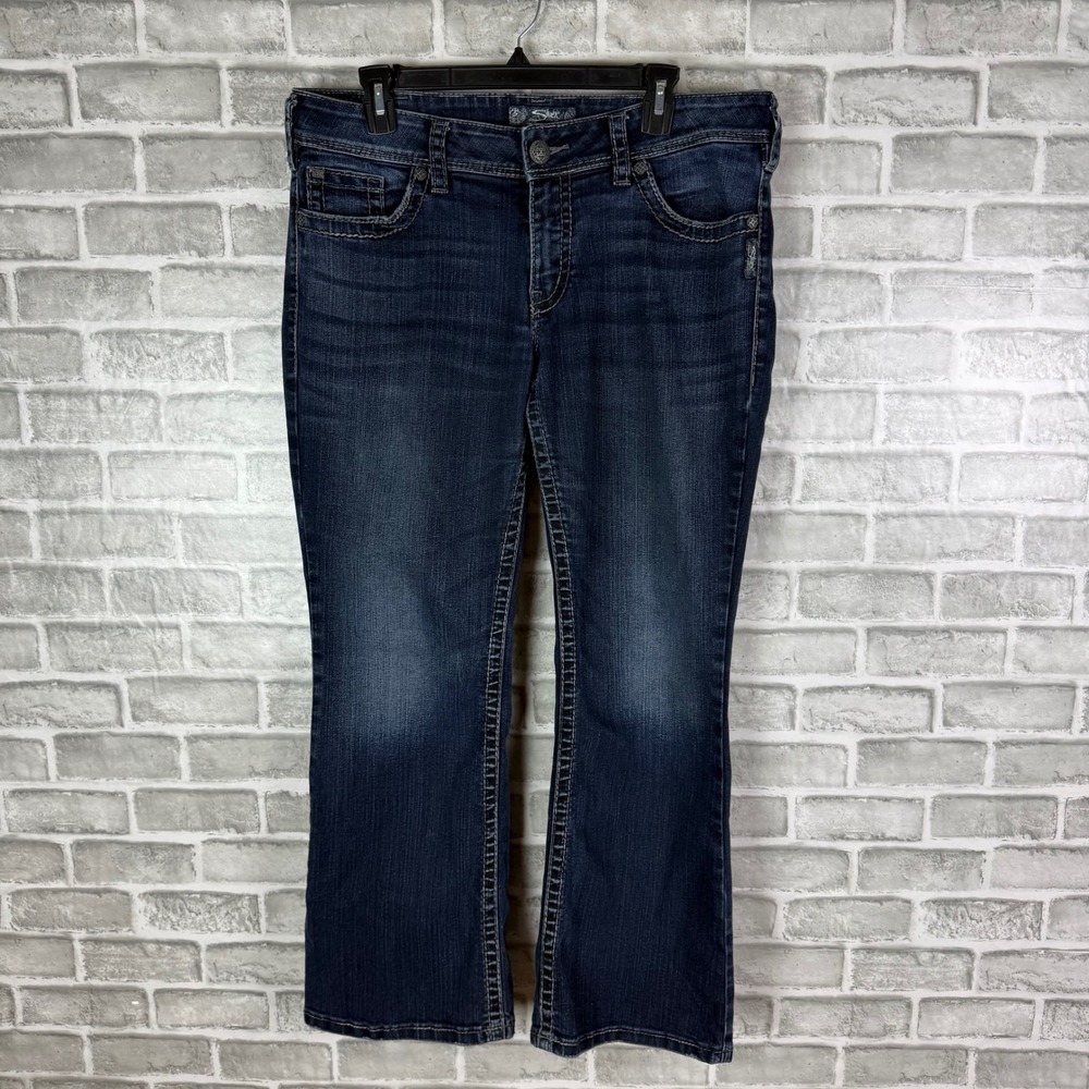 Silver Jeans Co Suki Surplus Dark Wash Bootcut Jeans W34 L30 Contrast Stitch